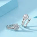 925 Sterling Silver Zircon Flower Earrings for Women Gift Wedding