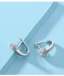 925 Sterling Silver Zircon Flower Earrings for Women Gift Wedding