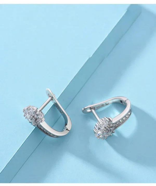 925 Sterling Silver Zircon Flower Earrings for Women Gift Wedding - Image 5