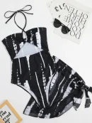 2025 One-Piece Swimsuit for Women - Halter, Skirted, Printed Beachwear