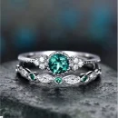 925 Sterling Silver Ring with Emerald Zircon for Women Wedding