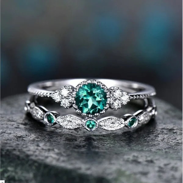 925 Sterling Silver Ring with Emerald Zircon for Women Wedding - Image 4
