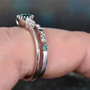 925 Sterling Silver Ring with Emerald Zircon for Women Wedding