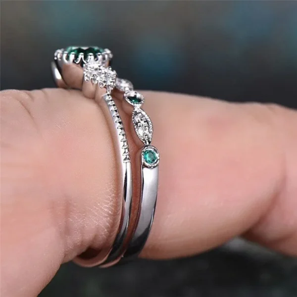 925 Sterling Silver Ring with Emerald Zircon for Women Wedding - Image 2