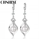 925 Sterling Silver Natural Pearl Rotate Earrings for Women Gift