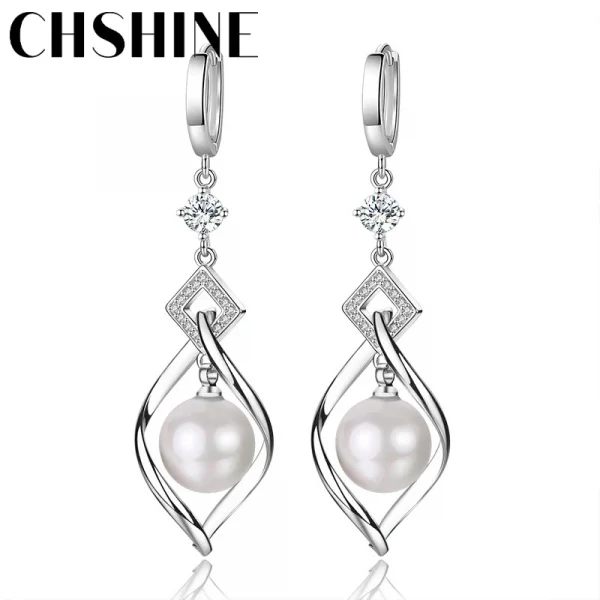 925 Sterling Silver Natural Pearl Rotate Earrings for Women Gift - Image 5