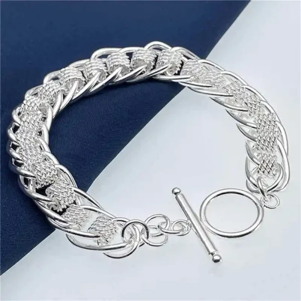 925 Sterling Silver Round Mesh Bracelet for Women Gift - Image 5