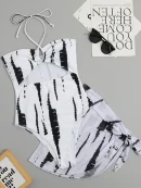 2025 One-Piece Swimsuit for Women - Halter, Skirted, Printed Beachwear