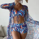 Summer Print Swimsuits Tankini Sets Female Swimwear Push Up For Beach Wear Three-Piece Bathing Suits Pool Women's Swimming Suit