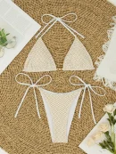 2025 Strap Bikini Swimsuit Mesh Lace Backless Strap Triple Bikini