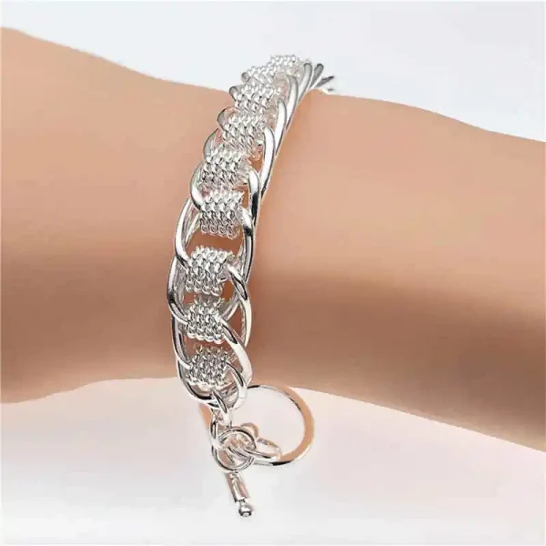 925 Sterling Silver Round Mesh Bracelet for Women Gift