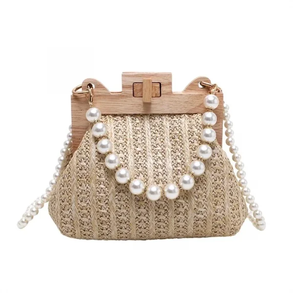 Trendy summer straw bag for women – luxury designer style with wooden top handle - Image 5