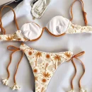 Printed Push-up Strap Swimsuit suit Built-in Chest Pad Beach 2-piece Bikini Set for Women