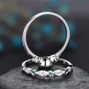 925 Sterling Silver Ring with Emerald Zircon for Women Wedding
