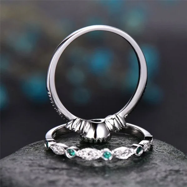 925 Sterling Silver Ring with Emerald Zircon for Women Wedding - Image 6