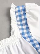 Đầm nữ cổ điển phối caro, dây đan, chi tiết nơ, kiểu JK dễ thương, lãng mạn, mặc thường ngày, phù hợp hẹn hò