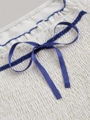 Đầm hoa vintage nữ, cổ vuông không tay, thắt nơ, viền bèo nhẹ, polyester, dễ thương, giặt máy, mặc mùa xuân hè