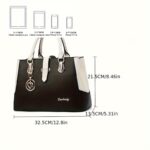 Women’s Letter Detail Shoulder Bag – Elegant Double Handle Work Handbag - Image 4