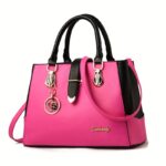 Women’s Letter Detail Shoulder Bag – Elegant Double Handle Work Handbag - Image 10