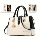 Women’s Letter Detail Shoulder Bag – Elegant Double Handle Work Handbag - Image 5