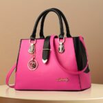 Women’s Letter Detail Shoulder Bag – Elegant Double Handle Work Handbag