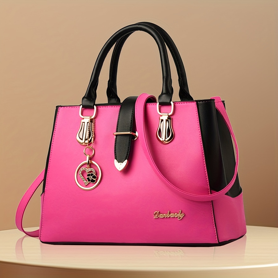 e1d01940-0603-4a07-9234-692cc7385723.jpg Women’s Letter Detail Shoulder Bag – Elegant Double Handle Work Handbag - Image 1