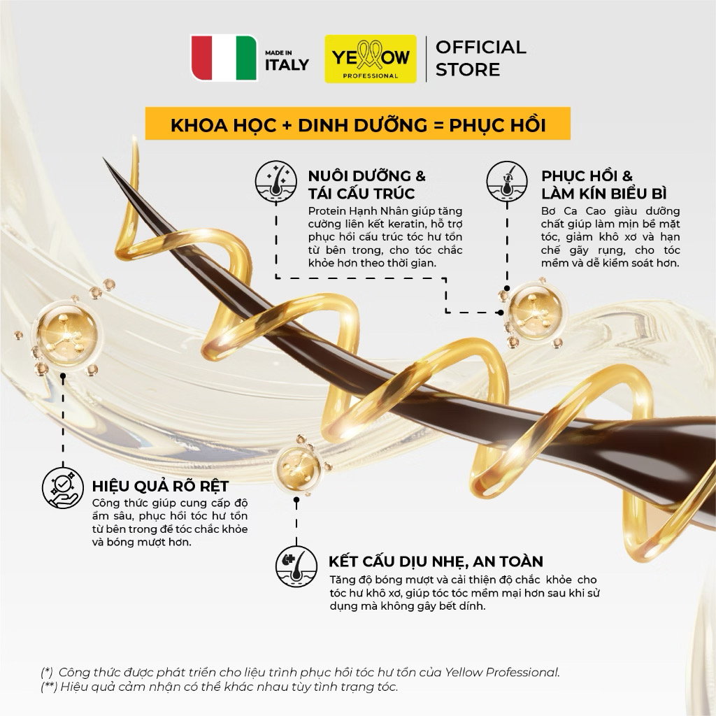 Hiệu quả phục hồi tóc Yellow Repair